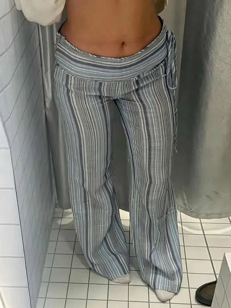 Women's Boho Palazzo Pants | Adjustable Wrap Waist Wide Leg Summer Trousers
