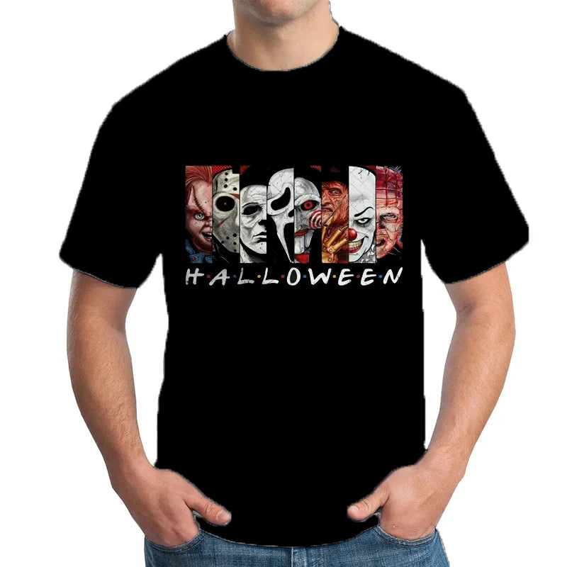 Men's Halloween T-Shirt Trend Clothes Gothic Streewear Man Hip Hop Tops Clown Graphic T Shirts Harajuku Male Short Sleeve Tee