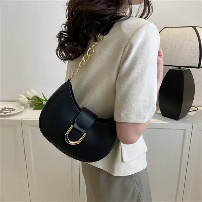 Trendy PU Leather Shoulder Bag for Women | Stylish Underarm Purse & Crossbody Handbag with Zipper