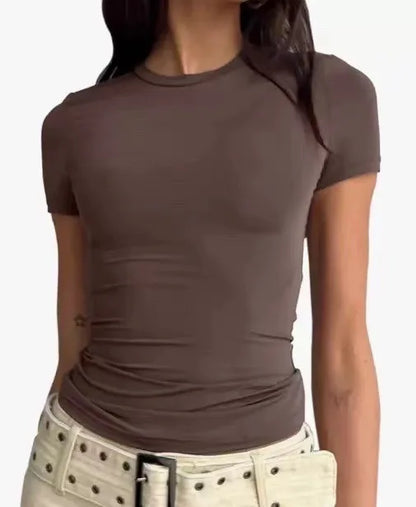 Women's Y2K Crop Top | Slim Fit Scoop Neck Casual Short Sleeve T-Shirt