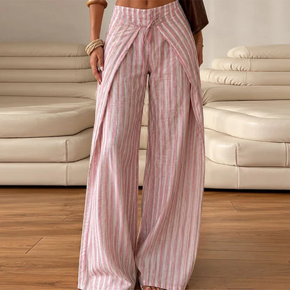 Women's Boho Palazzo Pants | Adjustable Wrap Waist Wide Leg Summer Trousers
