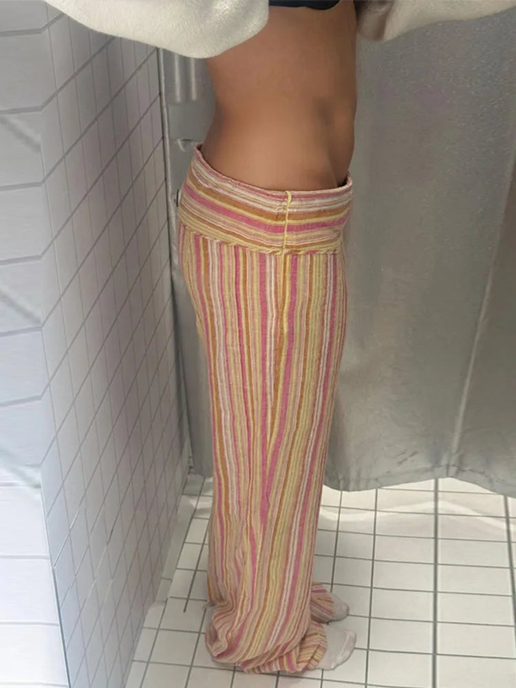 Women's Boho Palazzo Pants | Adjustable Wrap Waist Wide Leg Summer Trousers