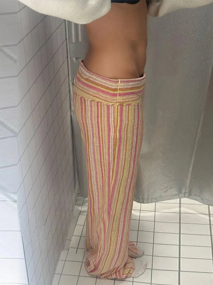 Women's Boho Palazzo Pants | Adjustable Wrap Waist Wide Leg Summer Trousers