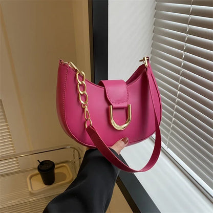 Trendy PU Leather Shoulder Bag for Women | Stylish Underarm Purse & Crossbody Handbag with Zipper