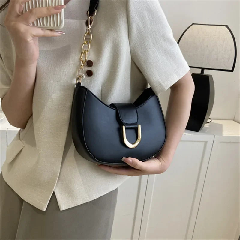 Trendy PU Leather Shoulder Bag for Women | Stylish Underarm Purse & Crossbody Handbag with Zipper