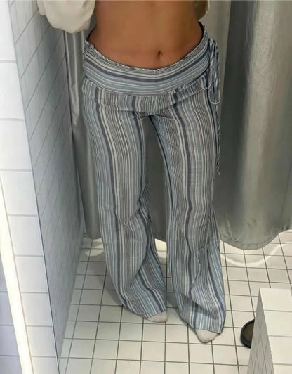 Women's Boho Palazzo Pants | Adjustable Wrap Waist Wide Leg Summer Trousers